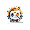 Cute cartoon robot, isolated on white background. Royalty Free Stock Photo