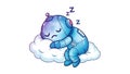 Cute Cartoon Robot Sleeping on a Cloud Royalty Free Stock Photo