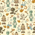 Cute cartoon robots pattern. illustration for children