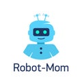 Cute cartoon robots. Sign Robot head, avatar or chat bot for website. Royalty Free Stock Photo