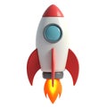 Cute Cartoon Rocket Launching Startup Success Icon Royalty Free Stock Photo