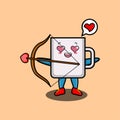 Cute cartoon romantic coffee tea cup with arrow