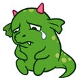 Cute cartoon sad crying monster dragon