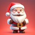 Cute cartoon Santa, 3D illustration. Christmas element, Happy festive old man character wearing red.