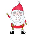 Cute cartoon Santa Claus with pigtail