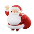Cute Cartoon Santa Claus Waving Hand. Christmas Holidays 3d rendering illustration. Royalty Free Stock Photo