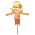 Cute cartoon scarecrow isolated on white background vector illustration