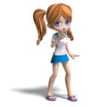 Cute cartoon school girl Royalty Free Stock Photo