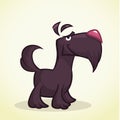 Cute cartoon scottish terrier. Vector black Scottie dog