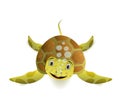 Cute cartoon sea turtle front view