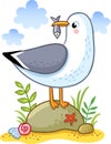 Cute cartoon seagull. Royalty Free Stock Photo