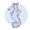 Cute cartoon seahorse. Isolated vector illustration