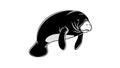 Cute cartoon seal resting on ice with a thoughtful expression and whiskers in black and white vector illustration Royalty Free Stock Photo