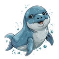 Cute cartoon seal. Sea animal. Vector illustration isolated on white background. Royalty Free Stock Photo