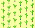 Cute cartoon seamless cactus pattern Royalty Free Stock Photo