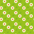 Cute cartoon seamless green eggs pattern. Spring Easter print fried eggs and hearts. Holidays concept. Can be used as