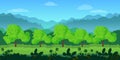 Cute cartoon seamless landscape with separated layers, summer day illustration Royalty Free Stock Photo