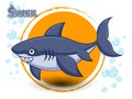 Cute Cartoon Shark on a color background Royalty Free Stock Photo