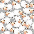Cute cartoon sheep .Background vector print.Vector illustrations