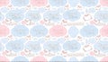 Cute Cartoon Sheep Cloud Nine Seamless Pattern Background for Baby Nursery Wallpaper Royalty Free Stock Photo