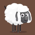 Cute cartoon sheep mascot character. Vector illustration of fluffy sheep feeding. Isolated. Royalty Free Stock Photo