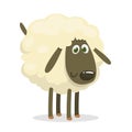 Cute cartoon sheep mascot character. Vector illustration of fluffy sheep feeding. Isolated.