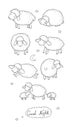 Cute cartoon sheep set. Farm animals. Funny lambs. good night sweet dreams Royalty Free Stock Photo