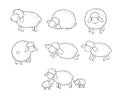 Cute cartoon sheep set. Farm animals. Funny lambs. good night sweet dreams Royalty Free Stock Photo