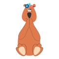 Cute cartoon sitting brown bear. Vector illustration.