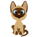 Cute cartoon sitting kitten with blue eyes