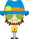 Cute Cartoon Hippie in Hat and Shades