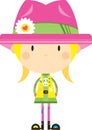 Cute Cartoon Hippie Girl in Hat Royalty Free Stock Photo