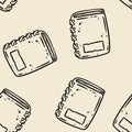Cute cartoon sketchbook doodles seamless border pattern. Vector repeatable background texture tile. Cozy craft template of stock
