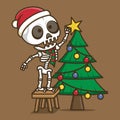 cute skull on christmas