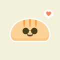 Cute cartoon slices of bread with kawaii faces. You can use this emoji for, menu in restaurant or cafe, bakery, pastry, shop,