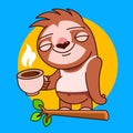 Cute cartoon sloth character drawing set. Hanging from tree branch, sitting, hugging pillow. Funny lazy animal, sleepy