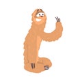 Cute cartoon sloth character sitting on the floor, funny tropical animal vector Illustration Royalty Free Stock Photo