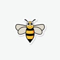 Cute cartoon smiling bee icon sticker isolated on white background Royalty Free Stock Photo