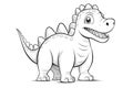 Cute cartoon smiling dinosaur isolated on white background. Generative ai