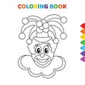 Cute cartoon smiling happy clown coloring book for kids. black and white vector illustration for coloring book. smiling happy Royalty Free Stock Photo