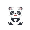 Cute cartoon smiling panda. Little panda isolated on white background. Vector illustration for design and print