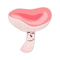 Cute cartoon smiling russule mushroom. Vector illustration.