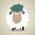 Cute cartoon smiling sheep standing facing the