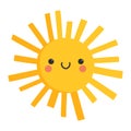 Cute cartoon smiling sun character. Childish style. Sun icon Royalty Free Stock Photo