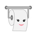 Cute cartoon smiling toilet paper roll isolated on white. Kawai character flat icon. Vector illustration Royalty Free Stock Photo