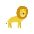 Cute cartoon smiling yellow lion character