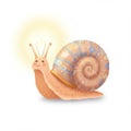 Cute Cartoon Snail with Floral Shell and Glowing Crown Royalty Free Stock Photo