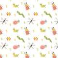 Cute cartoon snail, frog and beetle bug background Royalty Free Stock Photo