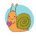 Cute cartoon snail with heart. Royalty Free Stock Photo