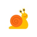 Cute cartoon snail on a white background. Vector illustration. Icon Royalty Free Stock Photo